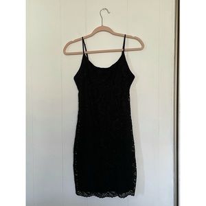 Black lace bodycon mini dress